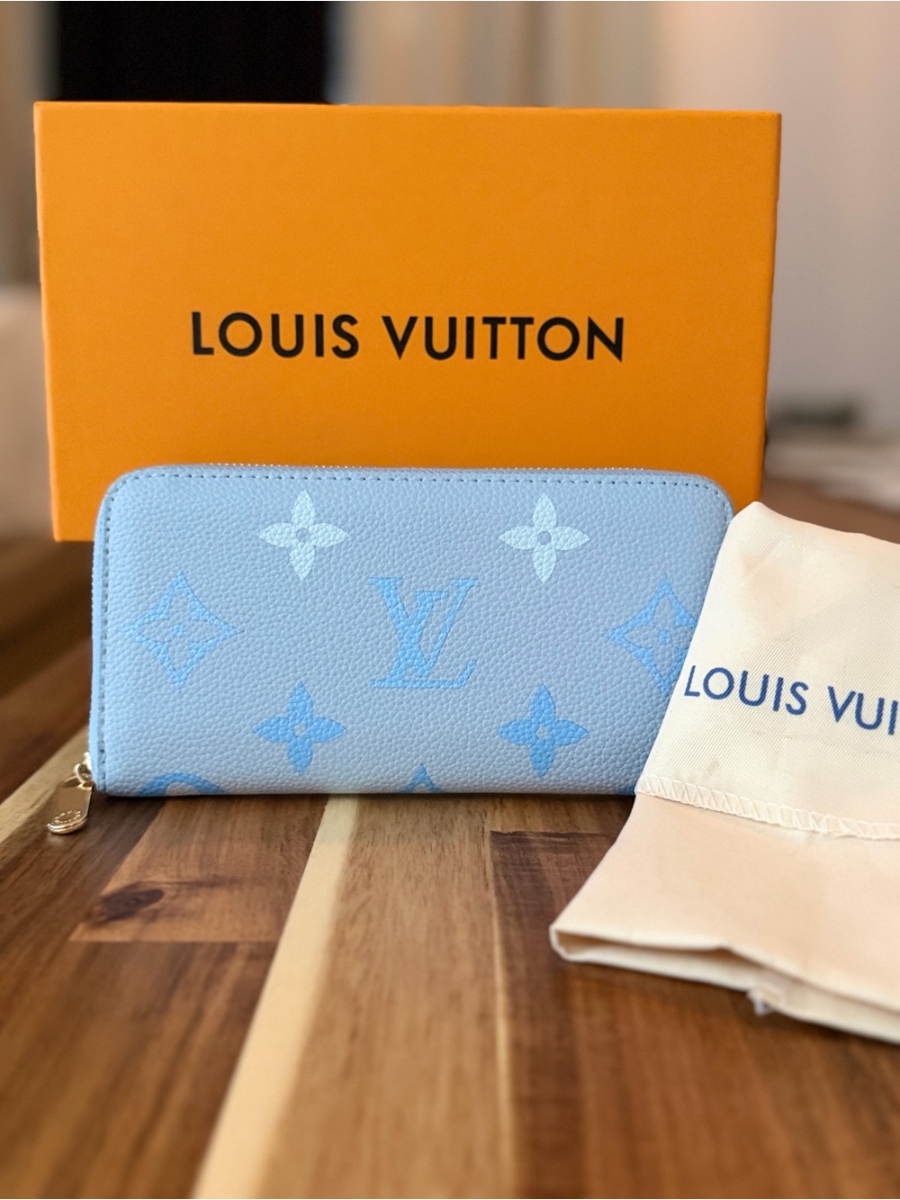 Louis Vuitton Light Blue Monogram Zip-Around Wallet